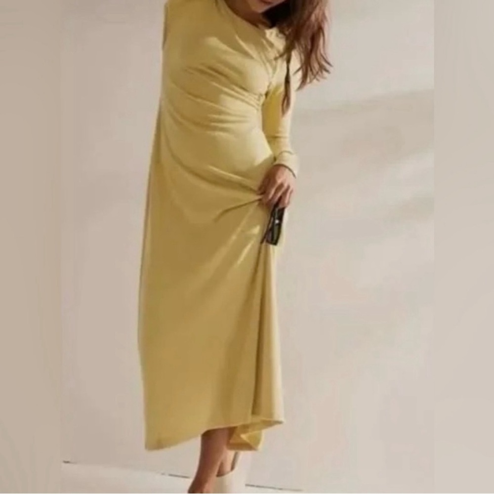 NWT FREE PEOPLE AUBRE OPEN-BACK
ESSENTIAL MAXI DRESS SZ MEDIUM Dried Moss - Picture 3 of 5